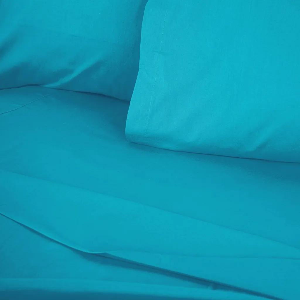 Çarçaf i vetem fitted Ranforce, ngjyrë turquoise, L'essentiel, 100x200+30cm - 3