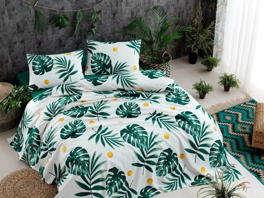 Set piké dopio L'essentiel, Monstera, ngjyrë e bardhë, e gjelbër, e verdhë - 1
