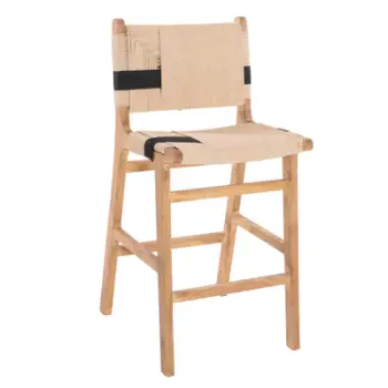 Karrige për bar mesatare FH9325.01 dru gome & litar - ngjyrë natyrale rustike 45x46x95H cm
