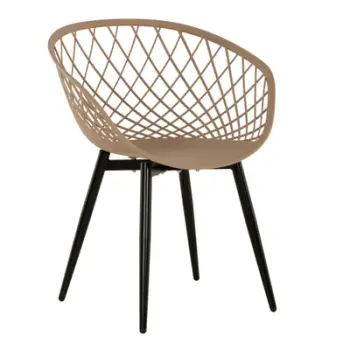 Karrige ARIADNE FH8001.23 polipropileni kapuçino-këmbë metalike të zeza 63x56x80H cm., set prej 4 copash