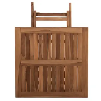 Tavolinë katrore për ngrënie jashtë, e palosshme, dru teak, ngjyrë natyrale, KENDALL FH9544, 80x80x75 cm