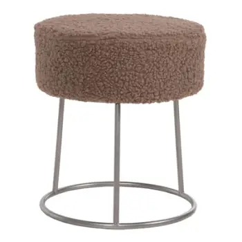 Karrige për bar KARLO FH8411.25, ngjyrë kafe e çelët, pëlhurë boucle me bazë argjendi, Φ35x41H cm