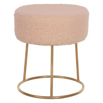 Karrige për bar KARLO FH8411.20, pëlhurë boucle ecru me bazë të artë, Φ35x41H cm