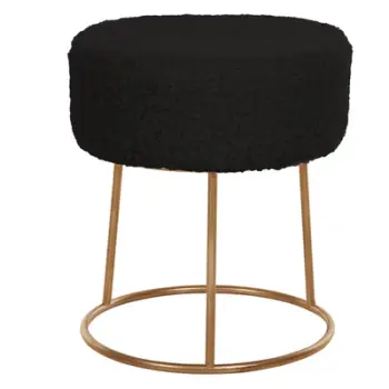 Karrige për bar KARLO FH8411.24, pëlhurë boucle e zezë, bazë e artë, Φ35x41H cm