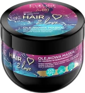 Maskë flokësh Eveline Cosmetics Im Bio Hair 2 Love, ushqyese intensive, 300 ml