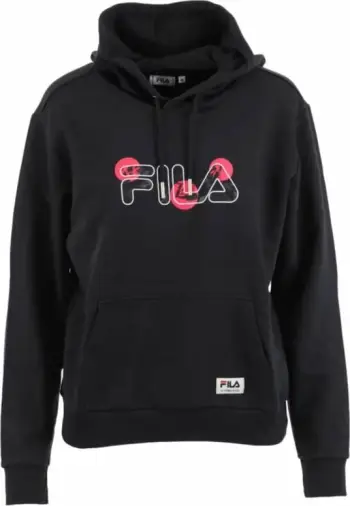 Bluza me kapuç Fila Bellagio W FAW0274-80001, pambuk poliester, për femra, e zezë