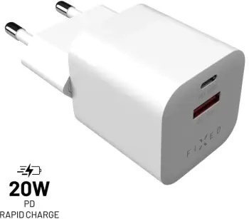 Karikues FIXED Mini me USB-C + USB-A, PD & QC 3.0, 20W, i bardhë