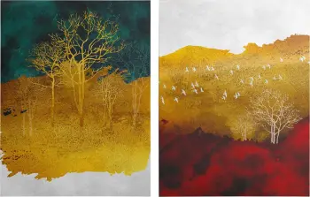 Pikturë muri set 2 copë, seri GOBI, kanavacë e printuar, 50x3x70cm (x2)