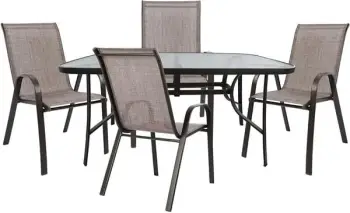 Set kopshti tavolinë & karrige FH5201, 5 pjesë, të kafta
