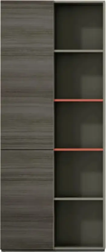 Bibliotekë profesionale për zyre, seria Lux, ngjyrë mocha dhe hiri, 80x40x190, FH2121
