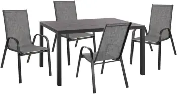 Set kopshti tavolinë & karrige Leon FH10531, 5 pjesë, hiri