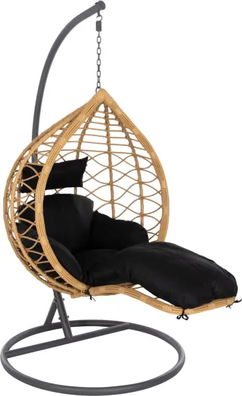 Fole varëse njësh me mbështetëse këmbësh, GRACIE FH5755.02, ratan sintetik, ngjyrë bezhë, kornizë çeliku gri, Φ104x200H cm