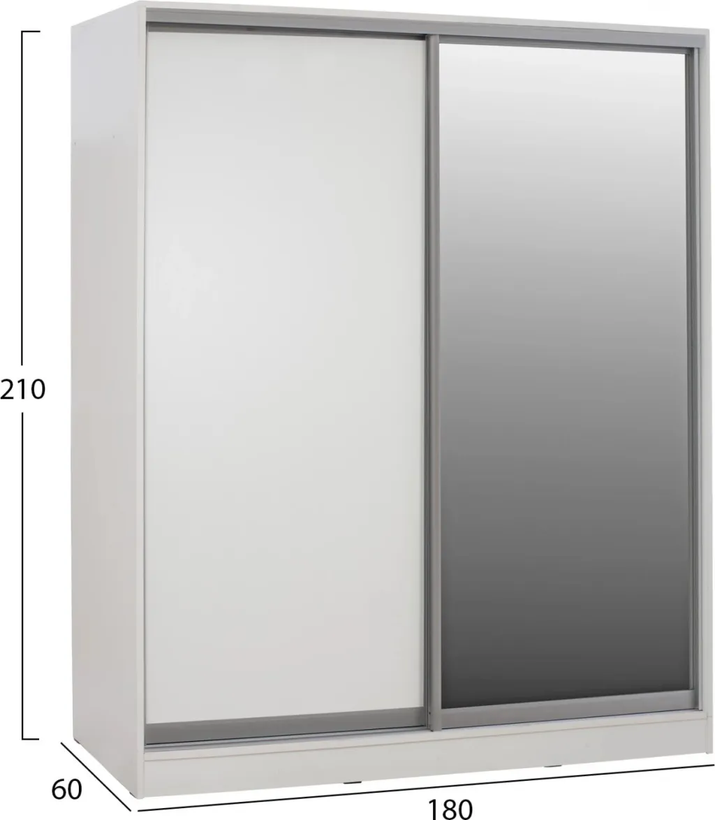 Dollap melamine i bardhë me pasqyrë, FH2437.03, 180x60x210 cm - 2