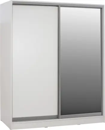 Dollap melamine i bardhë me pasqyrë, FH2437.03, 180x60x210 cm