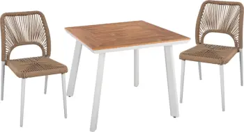 Set kopshti tavolinë & karrige FH11536.01, 3 pjesë, thurje/të bardha