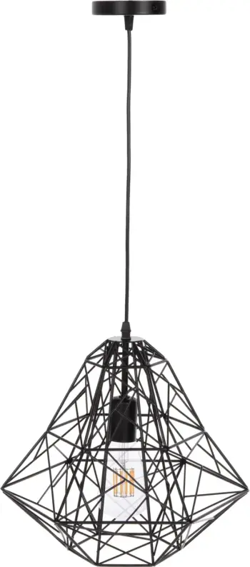 Llambë varëse tavani, kapak rrjetë metali e zezë, FH4067, 36x30x130H cm