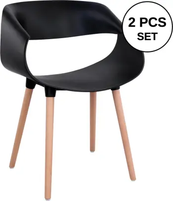 Karrige me krahë polipropileni Maggie FH8600.02, ngjyrë e zezë, 59x53x80 cm, set prej 2 copë