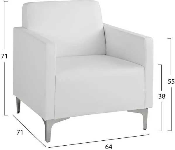 Fotel Nellie FH3159.12, ngjyrë e bardhë PU, 64x71x71cm - 2