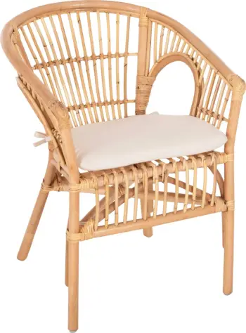 Karrige DAMPAR FH9929.04 ratan, jastëk i bardhë, 59x61x80 cm