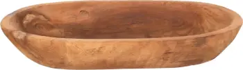 Enë ovale dekorative, dru teak i ricikluar, ngjyrë natyrale, 55x30x7H cm