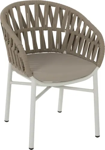 Karrige alumini e bardhë me litar bezhë 57x56x78 cm.FH5857.02