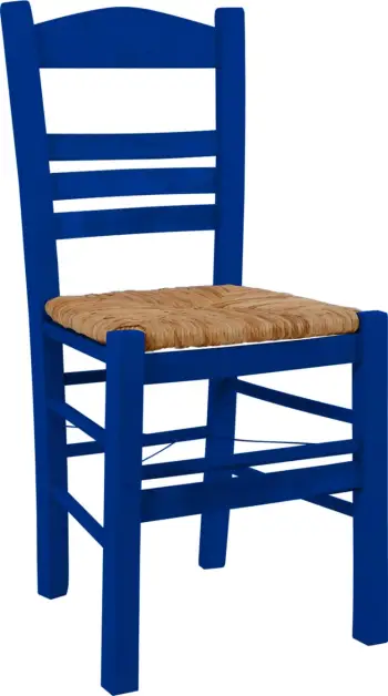 Karrige tradicionale me ndenjëse kashtë FH10369.05 dru ahu me impregnacion-blu 40x42x87H