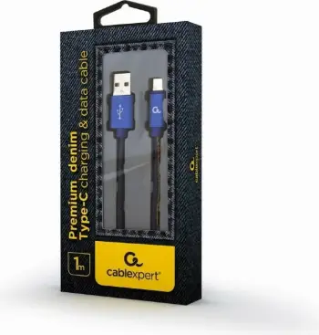 Kabllo Gembird CABLEXPERT, USB-A në USB-C, M / M, PREMIUM QUALITY, e thurur, 1m, ngjyrë xhins