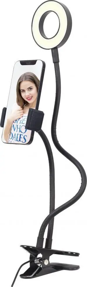 Llambë unazore Gembird për selfie, LED, me mbajtëse telefoni, e bardhë