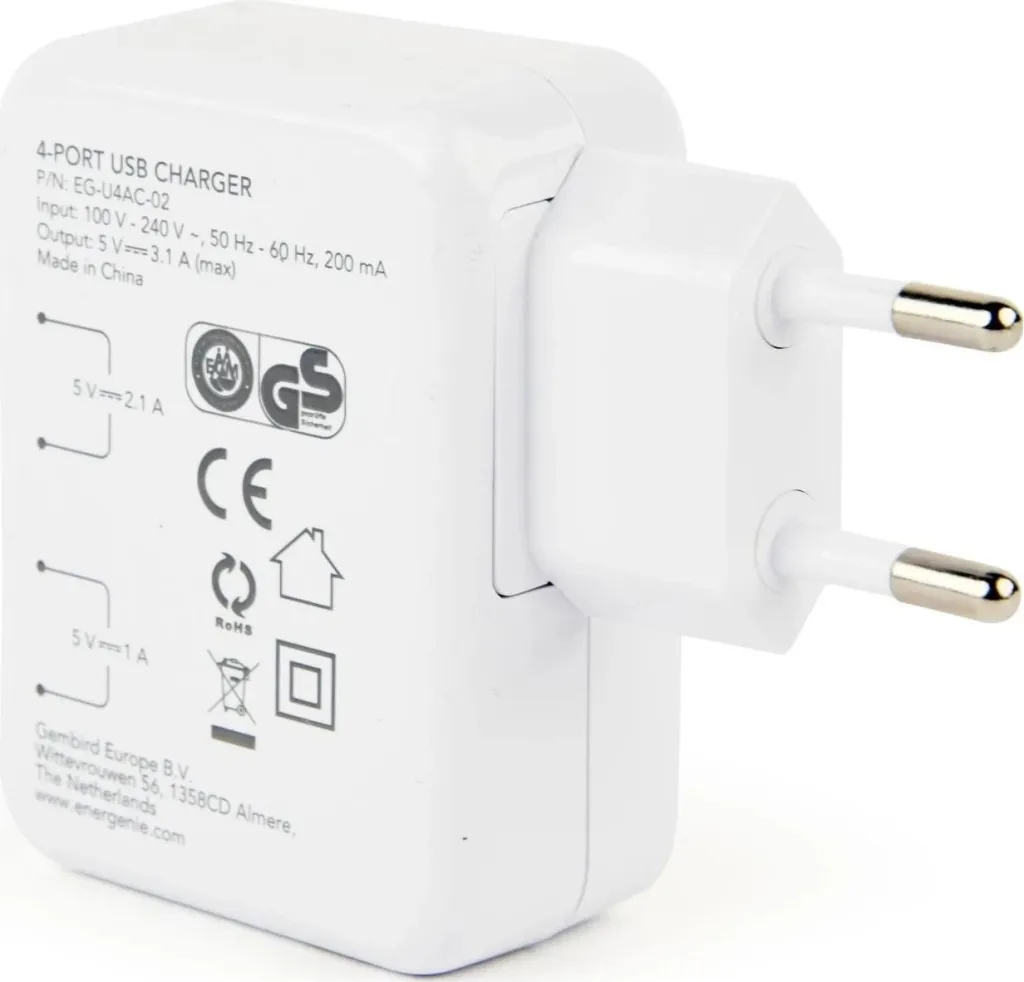 Karikues Gembird me 4 porta USB 3.1, bardhë - 6