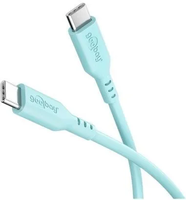 Kabllo USB C Goobay Silicone, 1.5m, 60W, turkeze - 1
