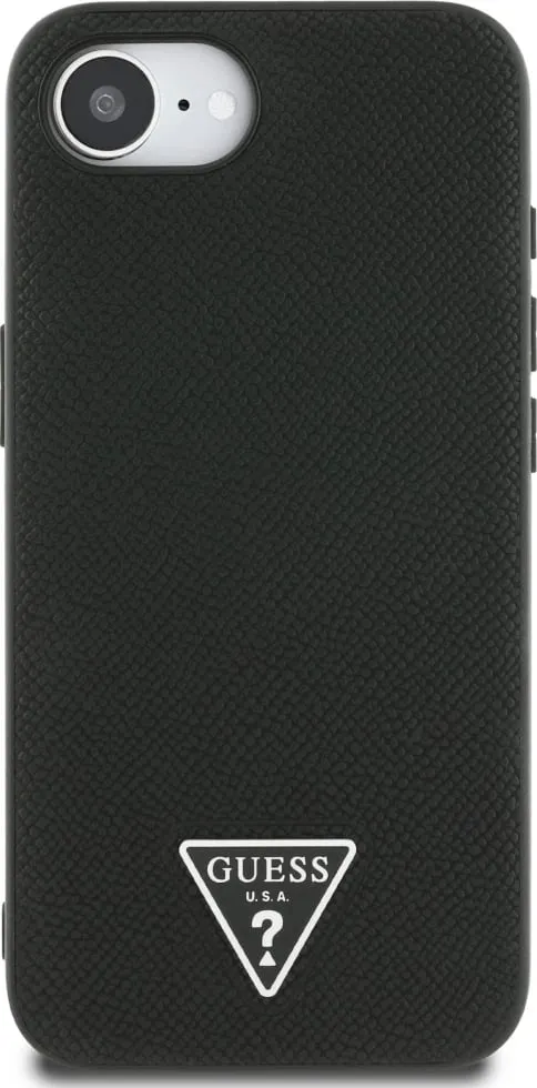 Mbështjellës Guess Grained Triangle MagSafe për iPhone 16e, i zi - 3