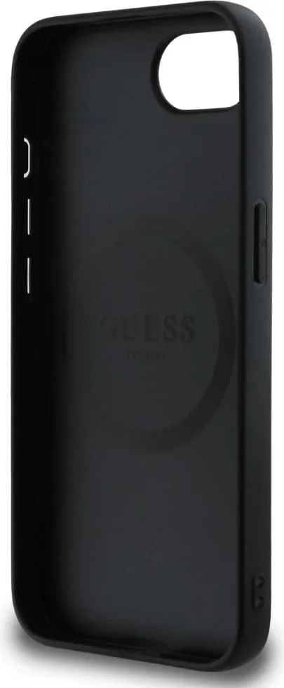 Mbështjellës Guess Grained Triangle MagSafe për iPhone 16e, i zi - 7