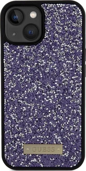 Mbështjellës Guess Rhinestone Metal Logo për iPhone 15, Rozë - 2