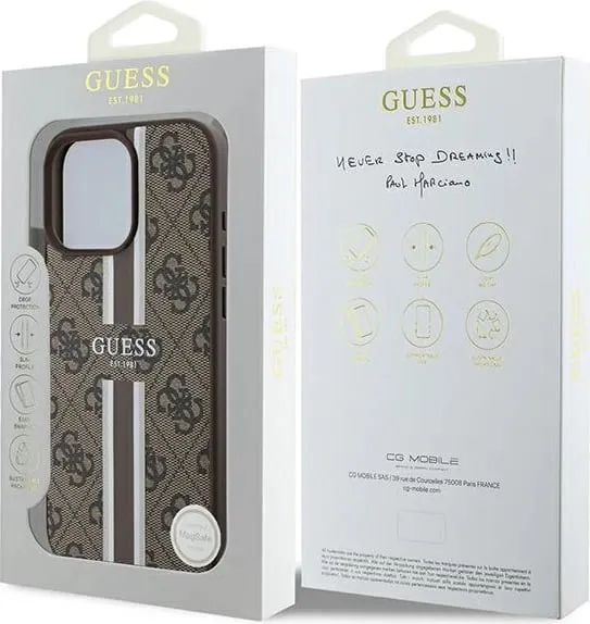 Mbështjellës Guess 4G Printed Stripes MagSafe për iPhone 16 Pro Max, Kafe - 2