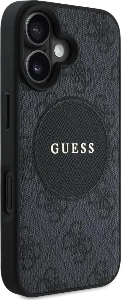 Mbështjellës Guess 4G Circle Classic Logo MagSafe për iPhone 16, i zi - 4