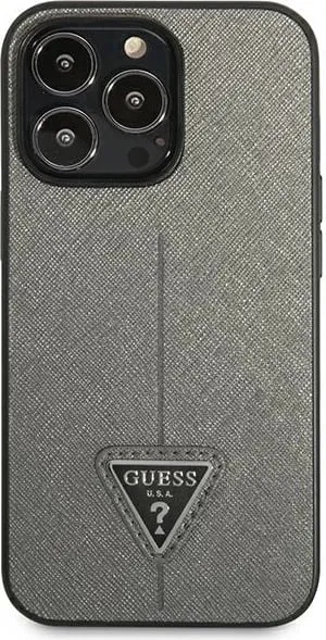 Mbështjellës Guess Saffiano Triangle Logo për iPhone 13 Pro Max 6.7", argjend - 2
