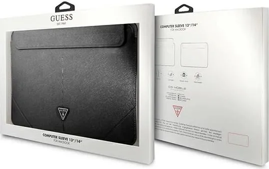 Mbulesë tablet Guess Sleeve GUCS14PSATLK, 13-14", lëkurë Saffiano, e zezë - 4