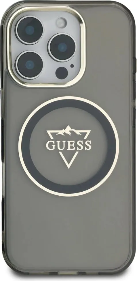 Mbështjellës Guess IML Metal Mountain Logo MagSafe për iPhone 16 Pro Max, zi - 3