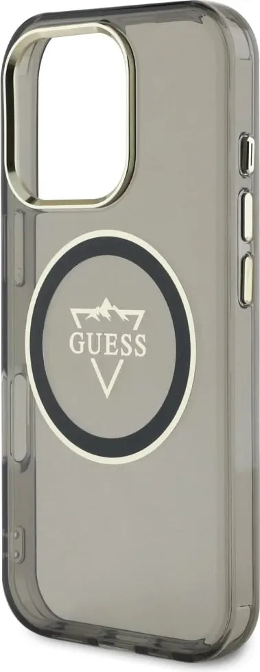 Mbështjellës Guess IML Metal Mountain Logo MagSafe për iPhone 16 Pro Max, zi - 6