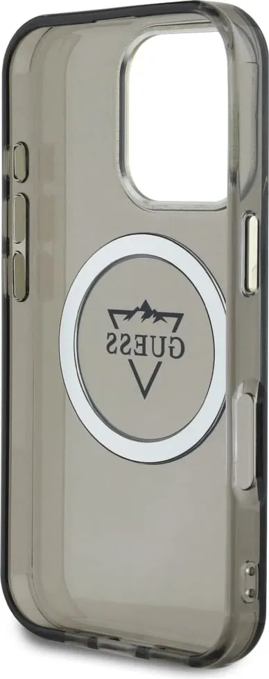 Mbështjellës Guess IML Metal Mountain Logo MagSafe për iPhone 16 Pro Max, zi - 7