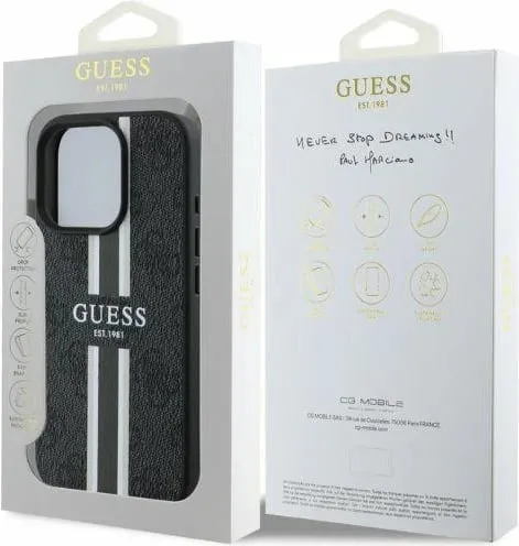 Mbështjellës Guess 4G Printed Stripes MagSafe për iPhone 16 Pro, i zi - 2