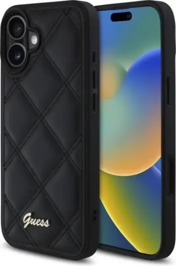 Mbështjellës Guess 4G Triangle për iPhone 16, i zi