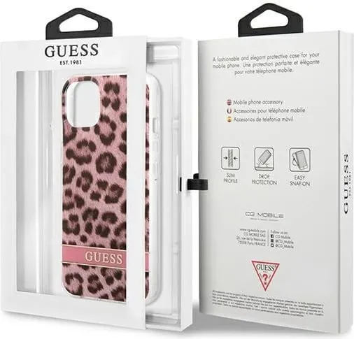 Mbështjellës Guess Leopard për iPhone 13 mini 5.4", Rozë - 2