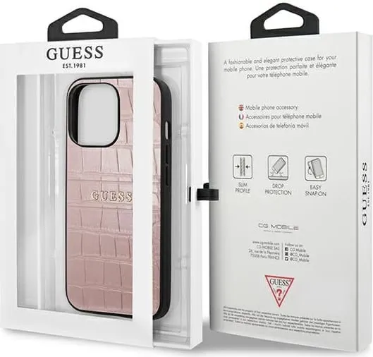Mbështjellës Guess Croco Strap për iPhone 13 Pro / 13 6.1", Rozë - 2