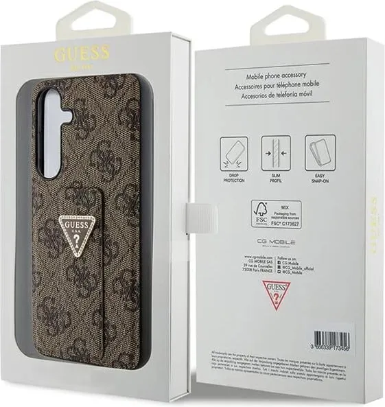 Mbështjellës Guess Grip Stand 4G Triangle Strass për Samsung Galaxy S24+, kafe - 2