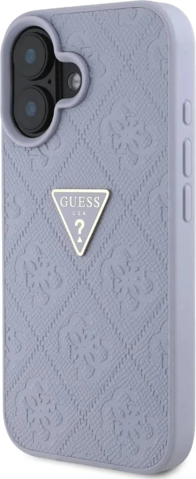 Mbështjellës Guess Hot Stamp 4G Pattern Triangle Metal Logo për iPhone 16, Vjollcë - 2