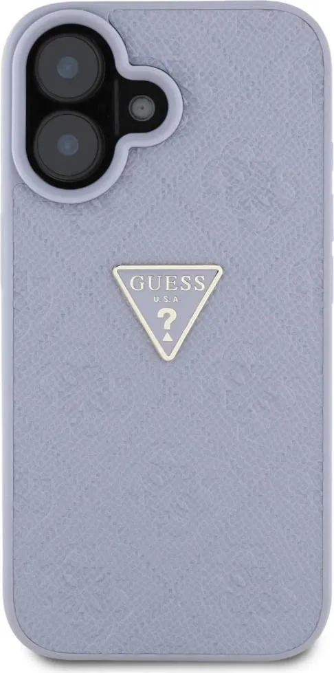 Mbështjellës Guess Hot Stamp 4G Pattern Triangle Metal Logo për iPhone 16, Vjollcë - 3