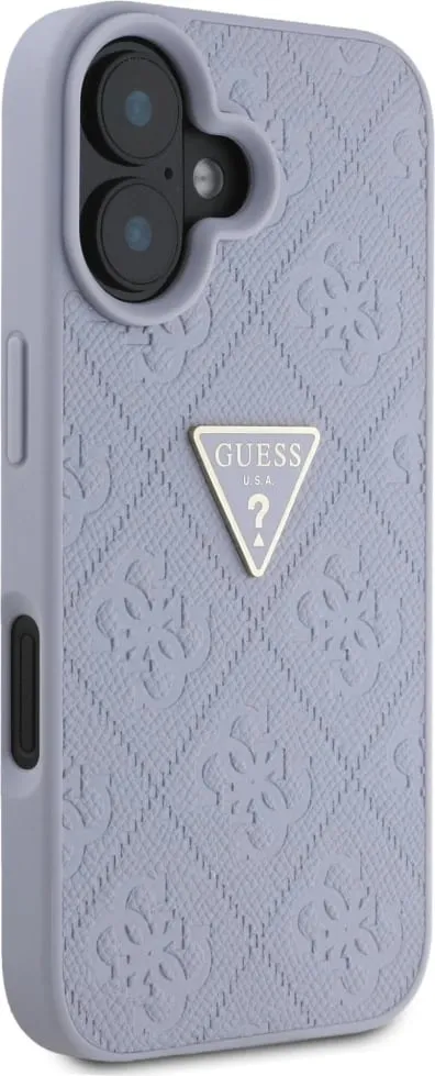 Mbështjellës Guess Hot Stamp 4G Pattern Triangle Metal Logo për iPhone 16, Vjollcë - 4
