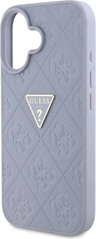 Mbështjellës Guess Hot Stamp 4G Pattern Triangle Metal Logo për iPhone 16, Vjollcë - 6