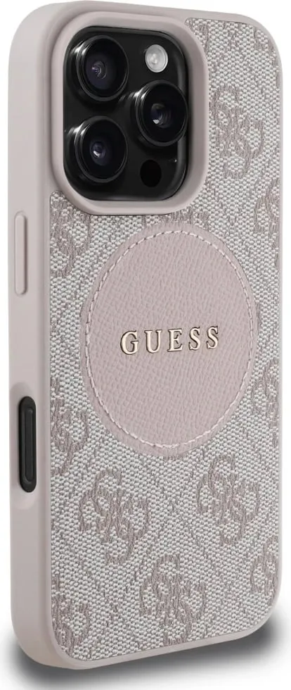 Mbështjellës Guess 4G Circle Classic Logo MagSafe për iPhone 16 Pro Max, rozë - 4